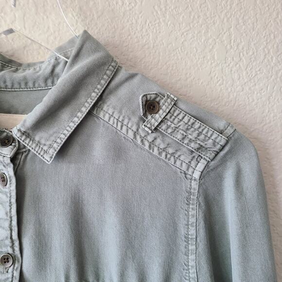 American‎ Eagle Outfitters Women Shirt Small Boyfriend Fit Military Grunge Green - Picture 4 of 13